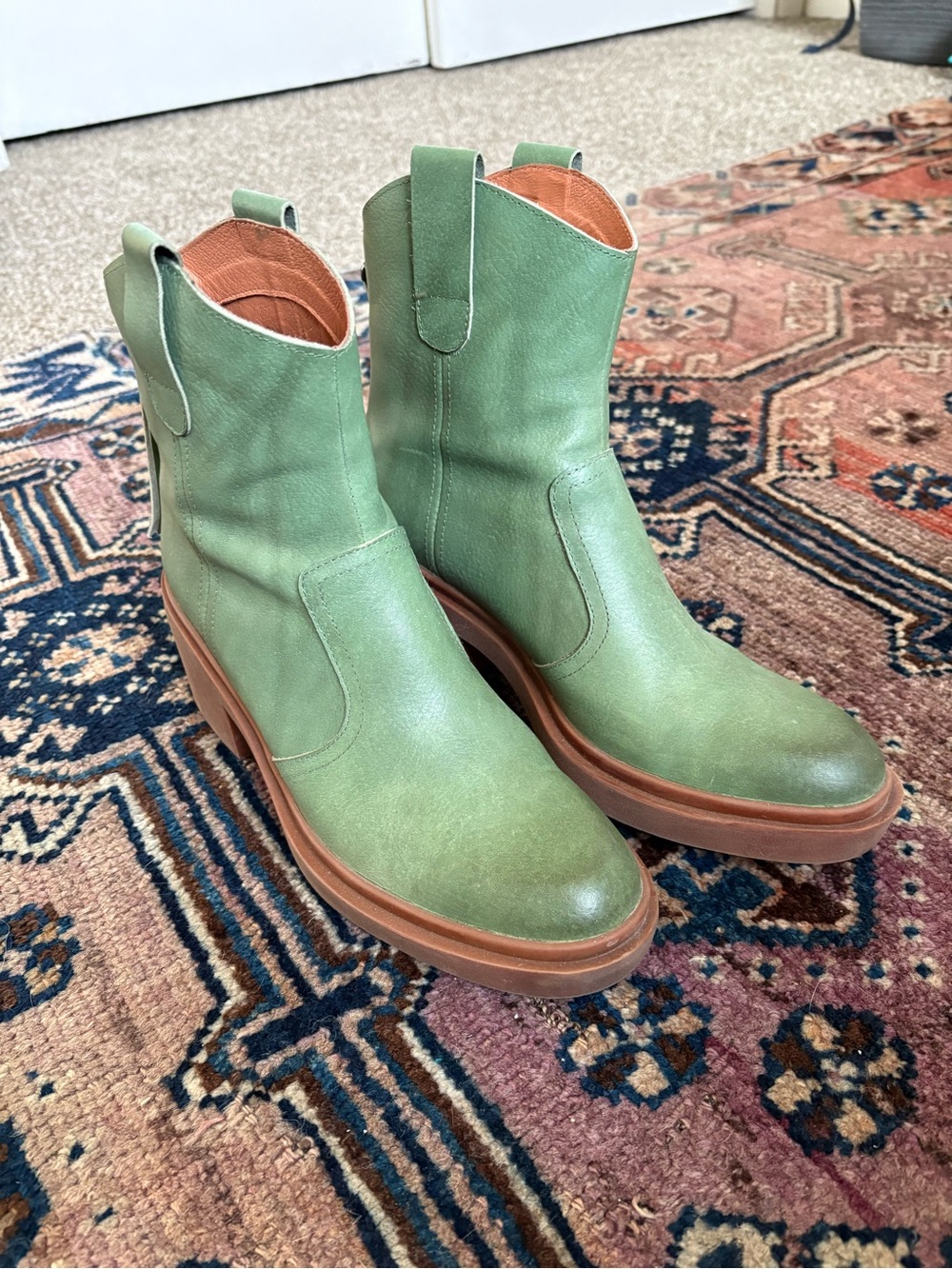 Dwarves Green Leather Western Boots 8